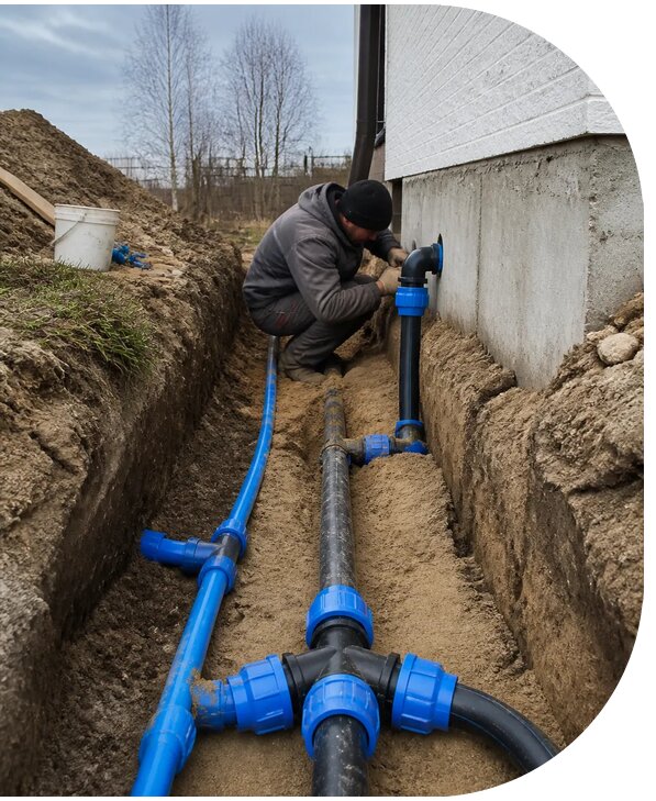 Монтаж наружного водопровода на участке под ключ в Ялуторовске